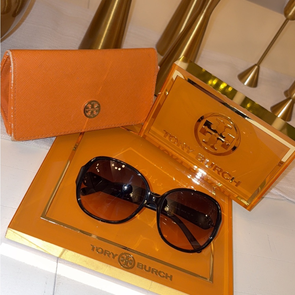 Tory Burch Black Sunglasses with Orange Case